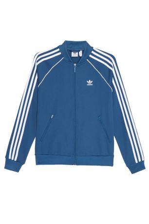 Adidas Голубая олимпийка с полосками на рукавах