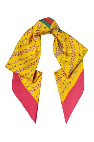 Gucci Желтый шелковый платок с цветами