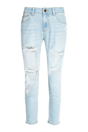 SJYP Узкие голубые джинсы с потертостями