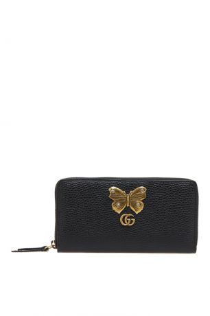 Gucci Черный кожаный кошелек с бабочкой