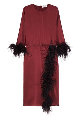 ЛИ-ЛУ Шелковое платье с перьями