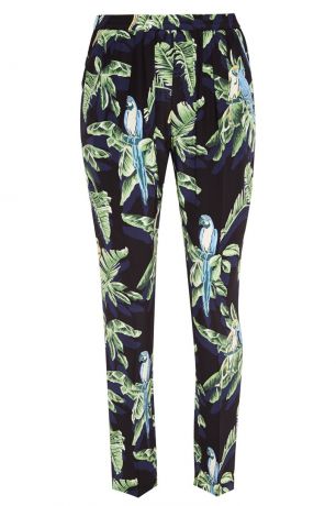 Stella McCartney Шелковые брюки с тропическим принтом