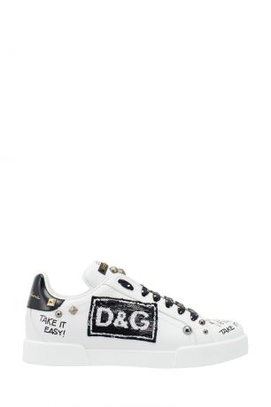 Dolce&Gabbana Белые кроссовки с декором