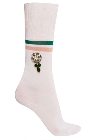 No.21 Белые хлопковые носки с кристаллами