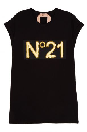 No.21 Черная футболка с золотистым логотипом