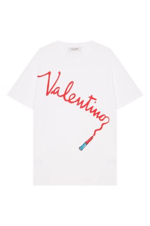 Valentino Белая футболка с контрастным логотипом
