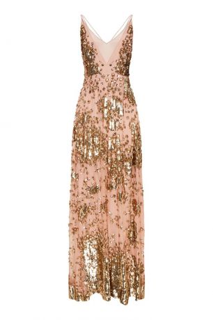 Valentino Шелковое платье с золотыми пайетками