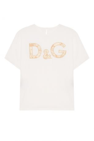 Dolce&Gabbana Белый шелковый топ с аппликацией