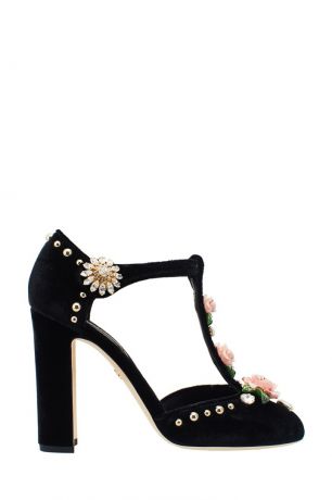 Dolce&Gabbana Бархатные туфли с объемными розами
