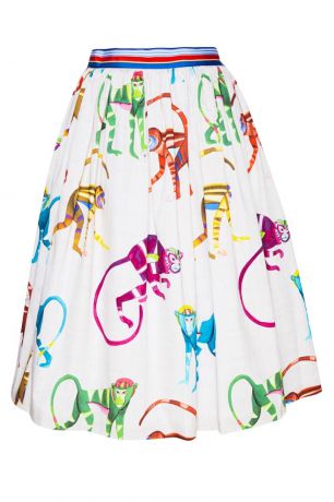 Stella Jean Хлопковая юбка-миди с принтом