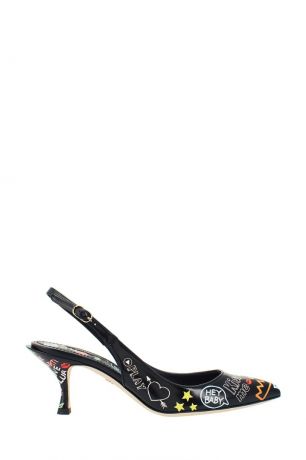 Dolce&Gabbana Черные кожаные туфли с принтом
