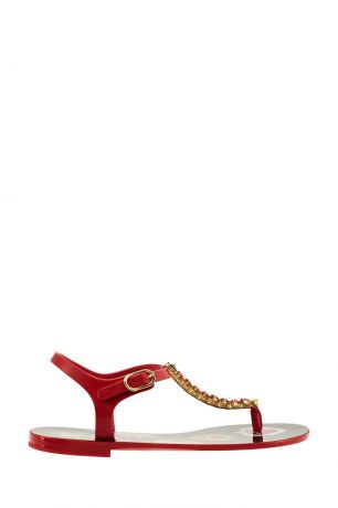Dolce&Gabbana Красные сандалии с крупными кристаллами