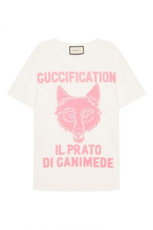 Gucci Белая футболка с принтом и надписью