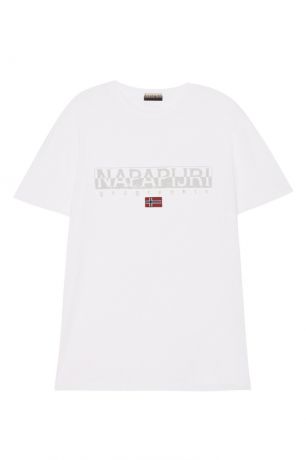 Napapijri Белая футболка с логотипом и флагом