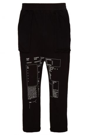 C2H4 Черные хлопковые брюки с принтом