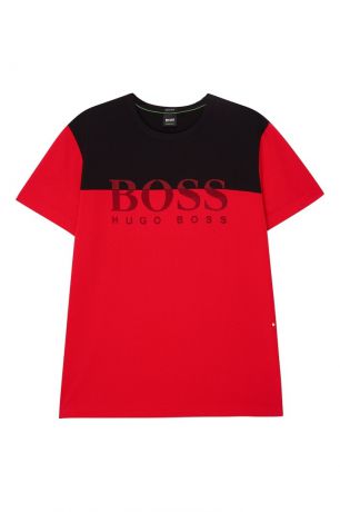 Boss Green Красная хлопковая футболка с логотипом