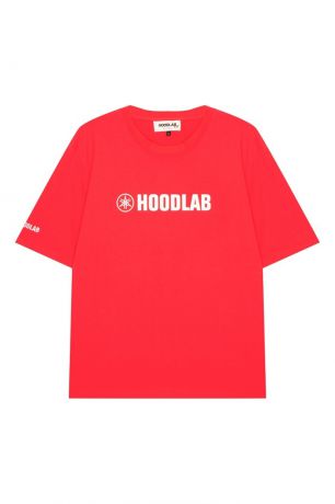 Hoodlab Красная хлопковая футболка с логотипом