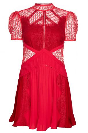 Self-Portrait Красное комбинированное платье