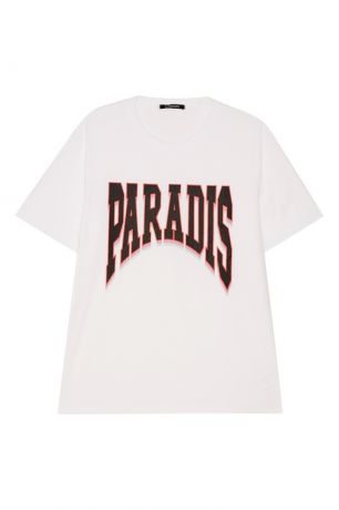 3.Paradis Белая футболка с контрастным принтом Ana