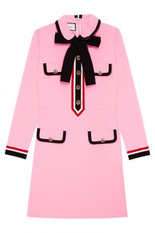Gucci Розовое платье с контрастной отделкой