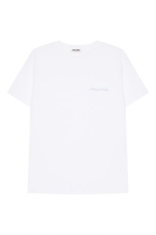 Miu Miu Белая хлопковая футболка с логотипом