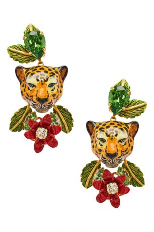 Dolce&Gabbana Серьги с леопардами и цветами