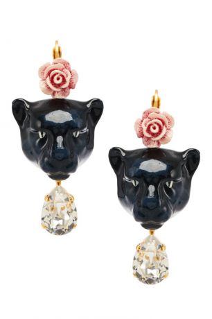 Dolce&Gabbana Серьги с пантерами и кристаллами