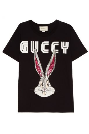 Gucci Хлопковая футболка с вышивкой пайетками