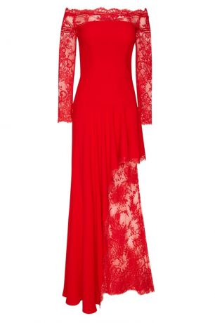 Alexander McQueen Красное платье с кружевом