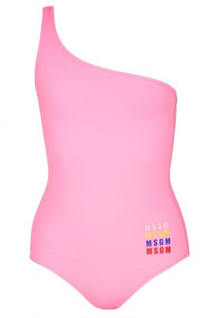 MSGM Слитный розовый купальник на одно плечо