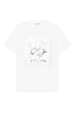 Valentino Хлопковая футболка с принтом и пайетками