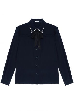 Miu Miu Шелковая блузка с контрастной отделкой