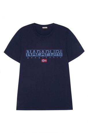 Napapijri Синяя хлопковая футболка с логотипом