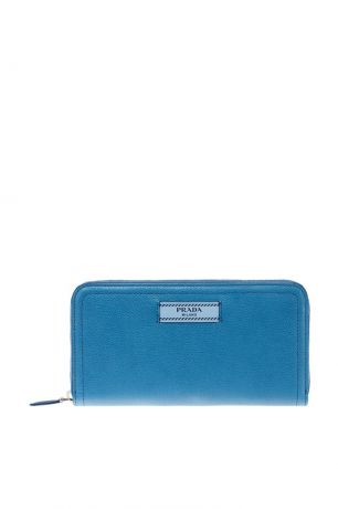 Prada Синий кожаный кошелек с логотипом