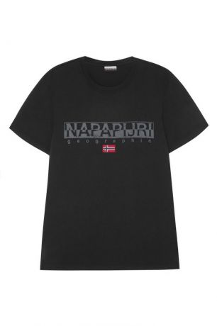 Napapijri Черная хлопковая футболка с логотипом