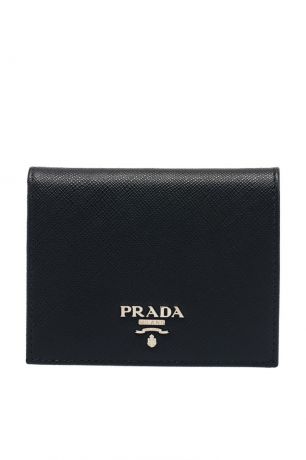 Prada Черный кожаный кошелек с логотипом