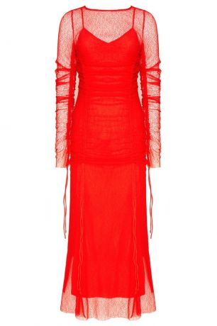 Diane von Furstenberg Красное сетчатое платье с драпировками