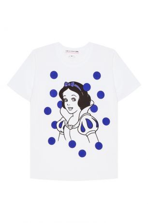 Comme Des Garcons Girl Хлопковая футболка с синим принтом
