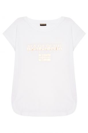Napapijri Белая футболка с блестящим логотипом