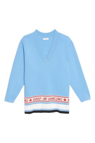 Sandro Голубой пуловер с контрастной отделкой