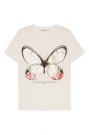 Golden Goose Deluxe Brand Белая футболка с бабочкой