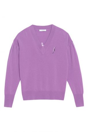 Sandro Фиолетовый пуловер с вышивкой