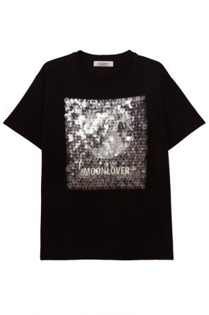 Valentino Черная хлопковая футболка с пайетками