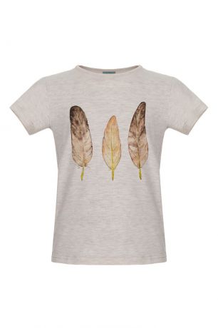 LISA&LEO Бежевая футболка с перьями