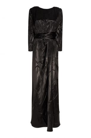 Gucci Черное атласное платье-макси
