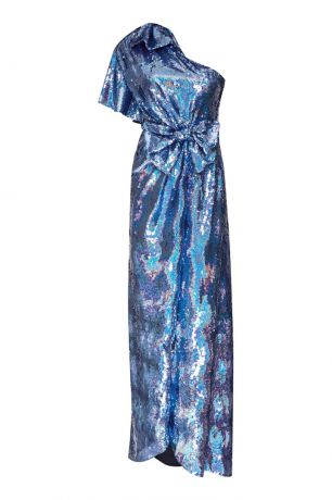 Gucci Синее шелковое платье с пайетками
