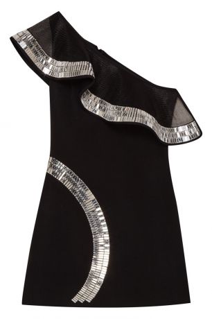 David Koma Черное платье-мини с кристаллами