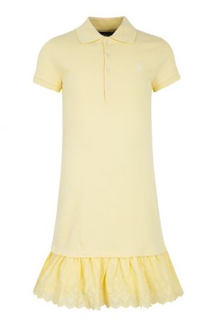 Ralph Lauren Children Желтое платье-футболка с оборкой