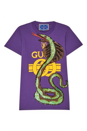 Gucci Хлопковая футболка со змеей