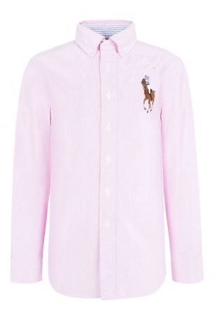 Ralph Lauren Children Розовая рубашка с цветной вышивкой